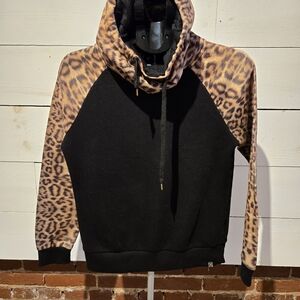 Southpole Women’s Hoodie – Leopard Print Sleeves